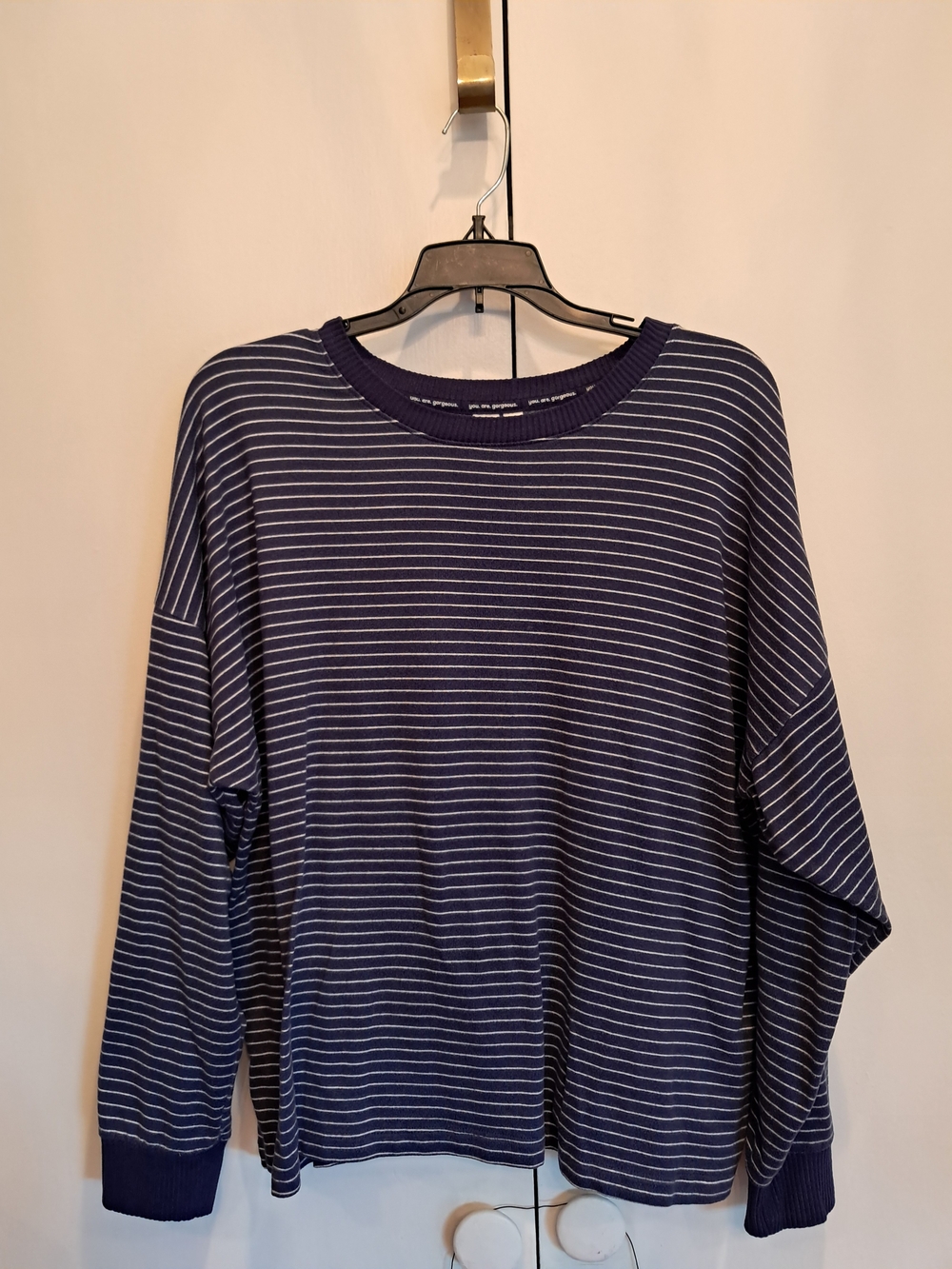 JoySpun Navy Striped Long-Sleeve Shirt